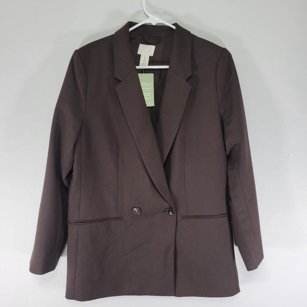 H&M Women's Blazer Brown Polyester Blend Size SMALL / NEW